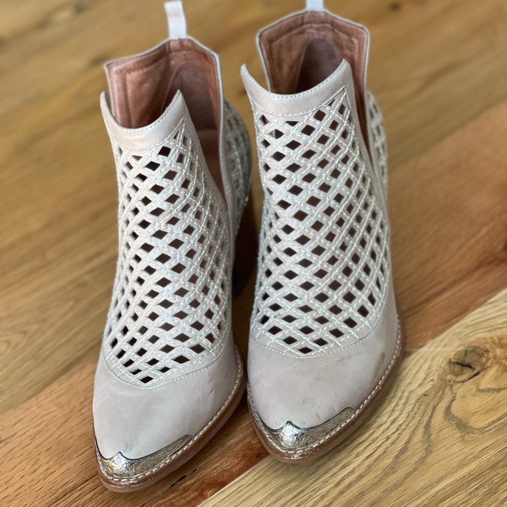 Jeffrey Campbell Western Cream Cutout Ankle Booties